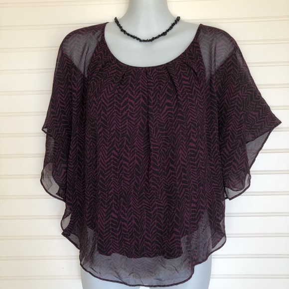 Express Tops - Express purple and black sheer/ lined top